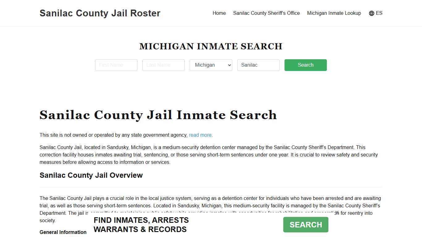 Sanilac County Jail Roster Lookup, MI, Inmate Search